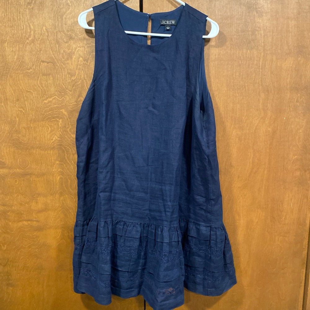 J.Crew Navy Sleeveless Ruffle-Hem Dress